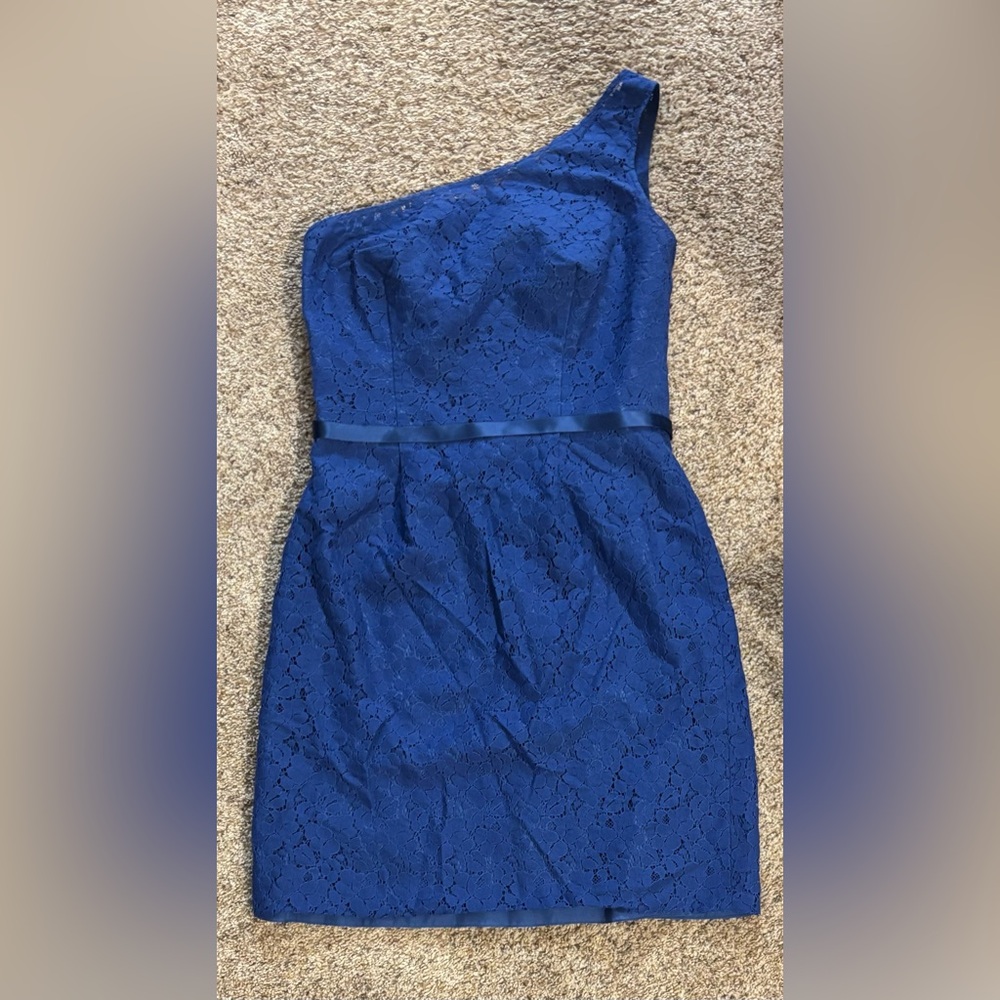 Jasmine One Shoulder Blue Lace Dress